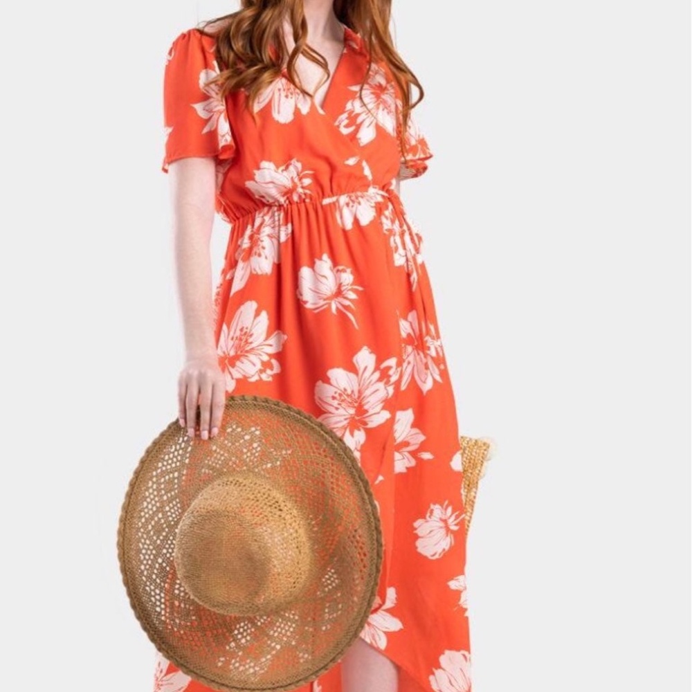 Francesca’s High-Low Floral Wrap Dress worn once.